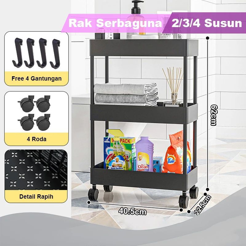 Jual Rak Susun Serbaguna Tingkat Dengan Roda Square Rak Dapur Rak