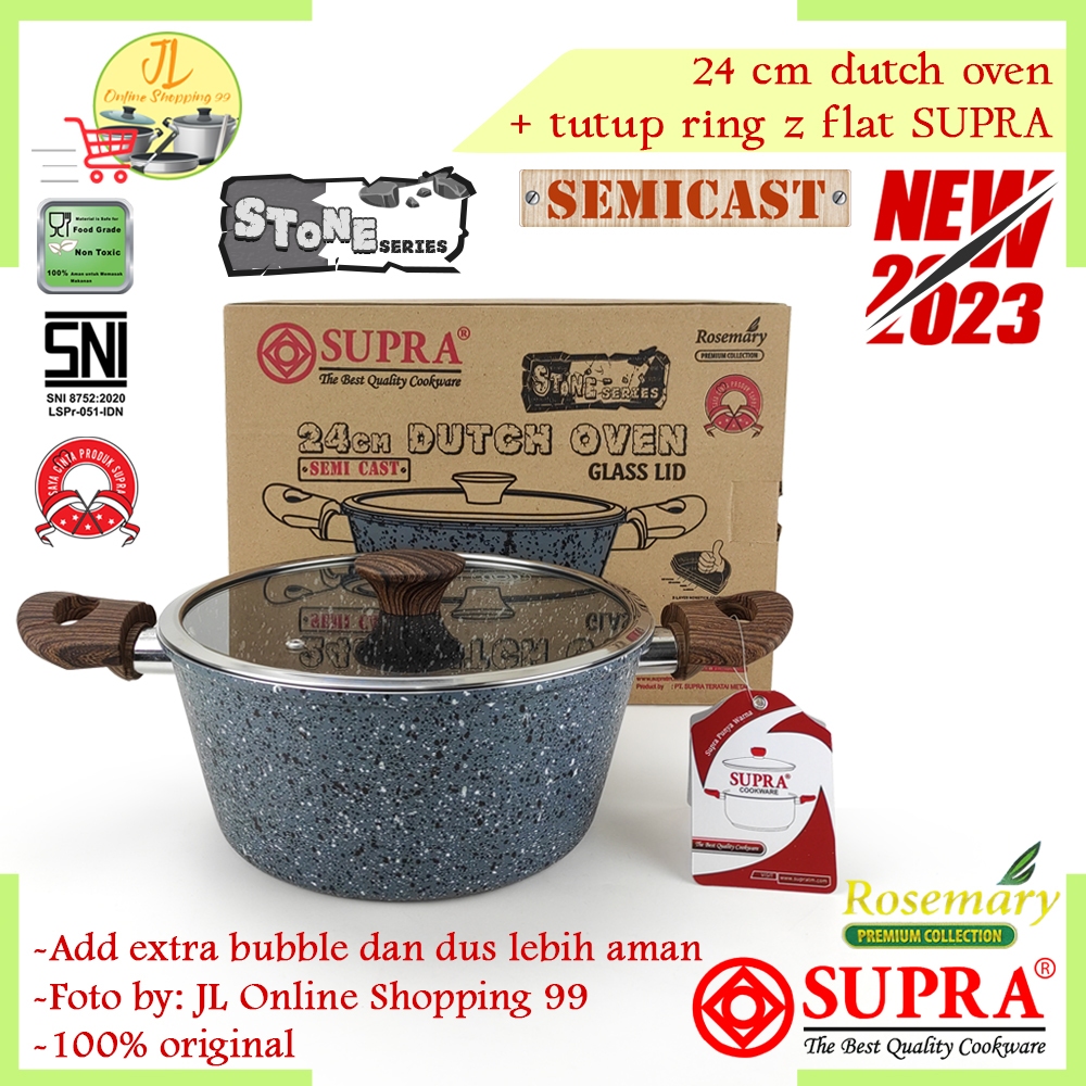 Jual SUPRA Panci Tutup Kaca 24cm Granite Stone Series Dutch Oven