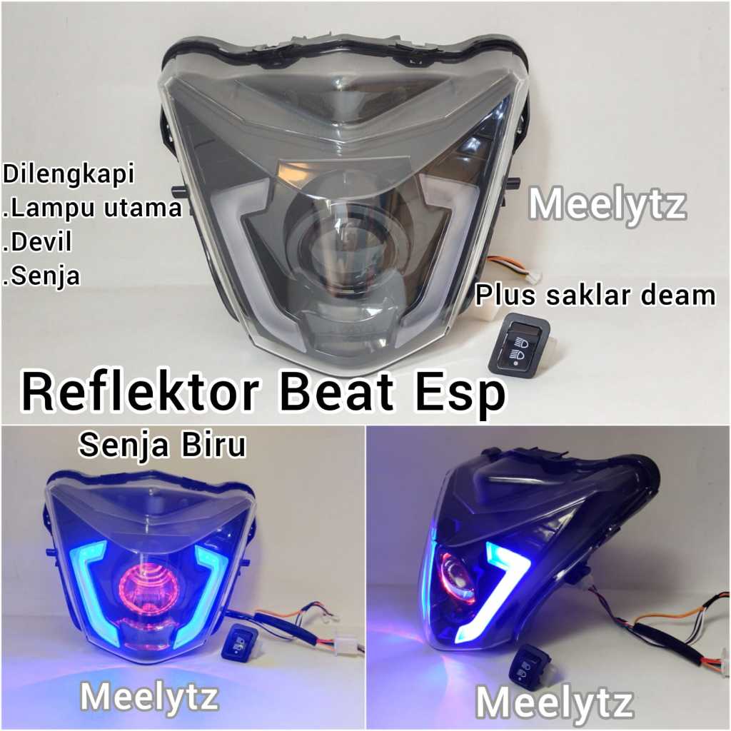 Jual Reflektor Beat ESP Paket Lengkap Plug Play Jauh Dekat Putih