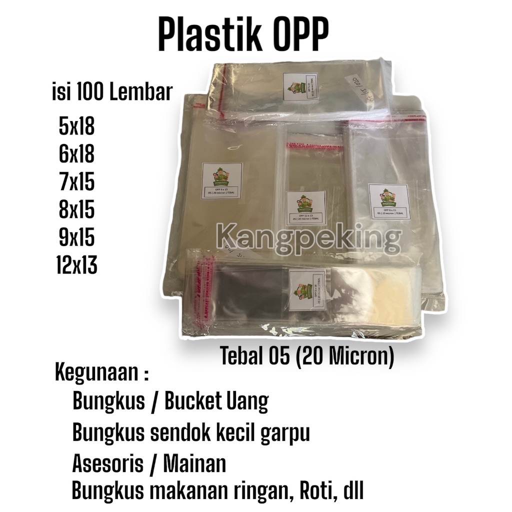 Jual PLASTIK OPP BUCKET 5x18 6x18 7x15 8x15 9x15 12x13 PLASTIK OPP