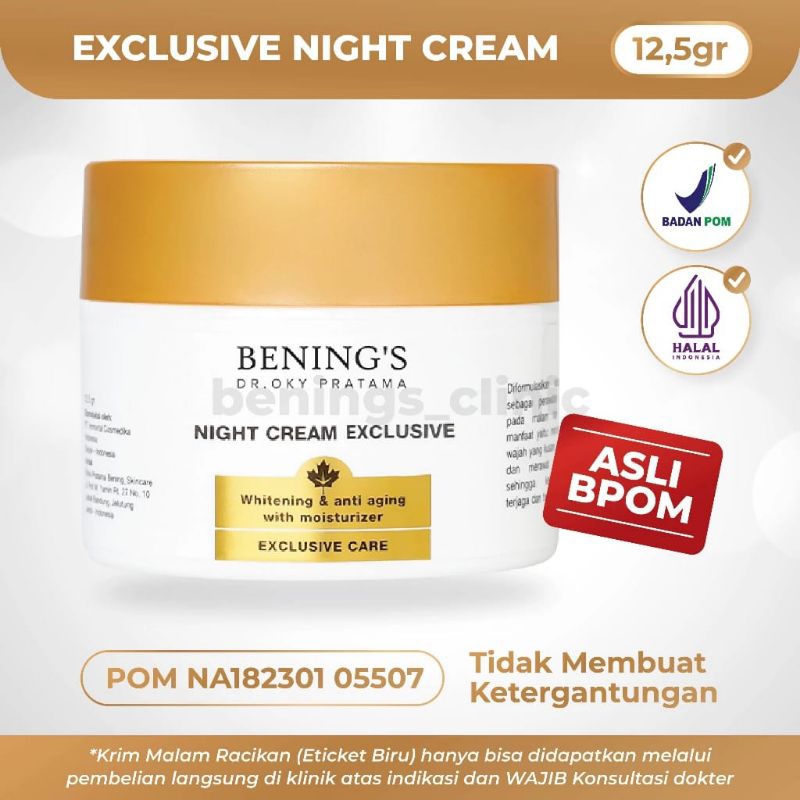 Jual Bening S Exclusive Night Cream Cream Malam Flek Pencerah Dan