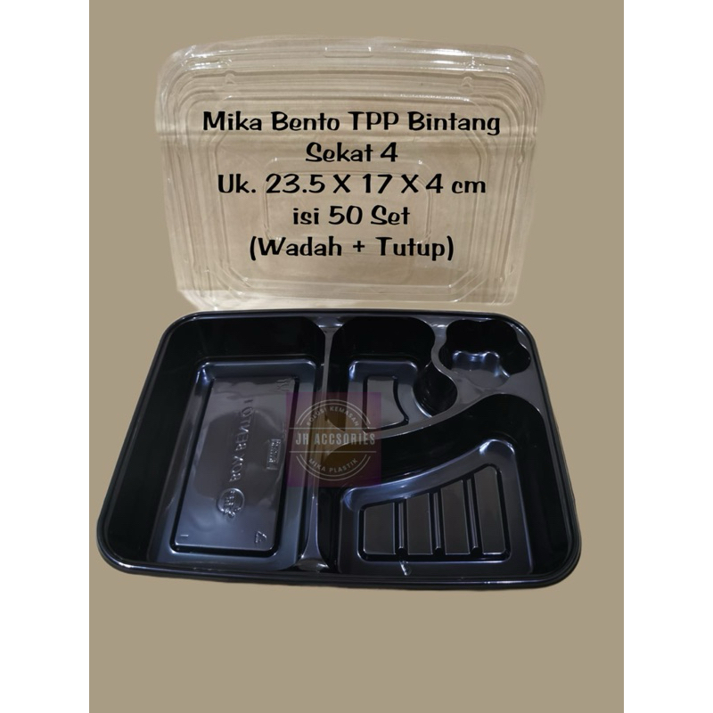 Jual Mika Bento Sekat 4 Bahan PET Tray Bento Bintang Box Bento