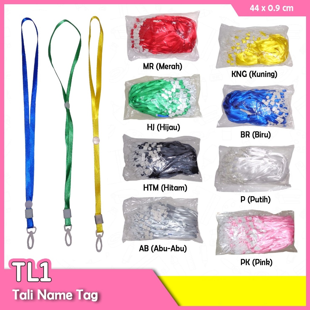 Jual Lanyard Tali Gantungan Id Card Name Tag Polos 1 Cm Shopee Indonesia