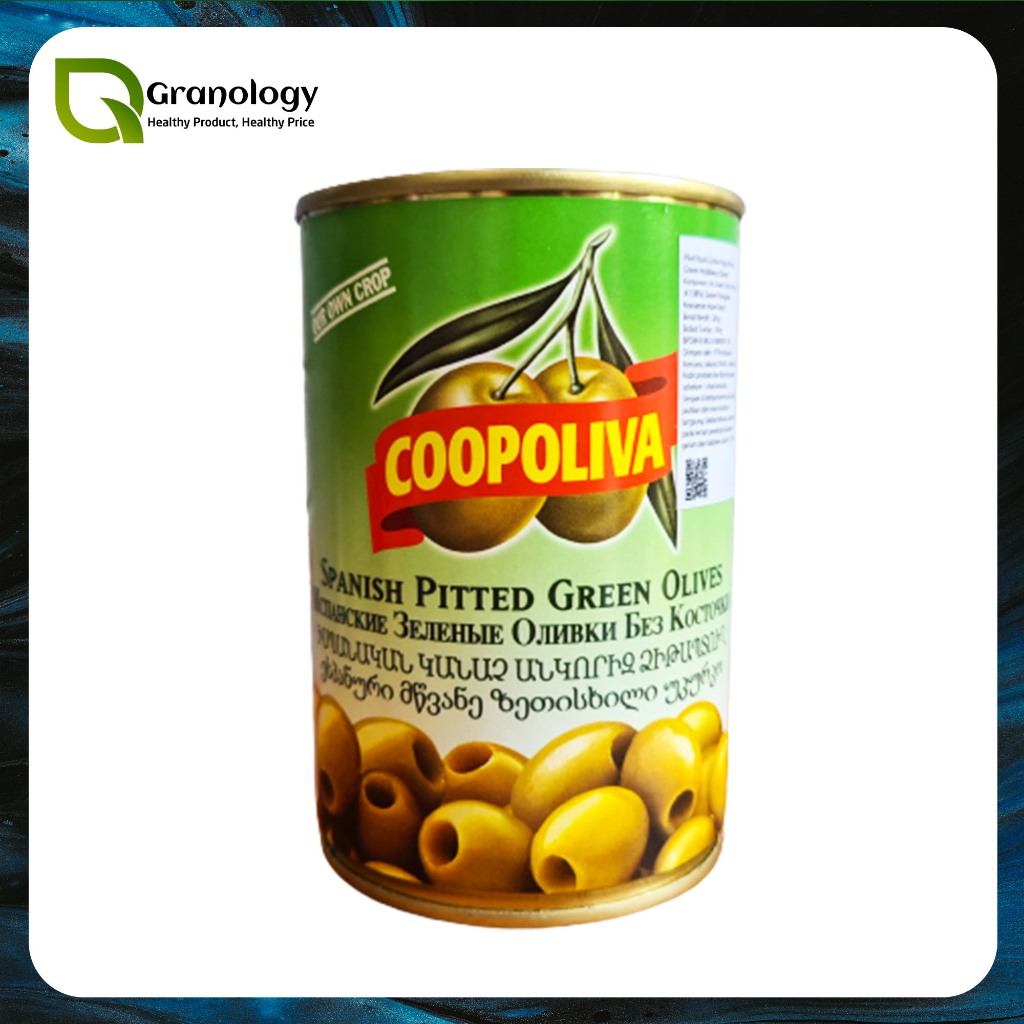 Jual Coopoliva Green Pitted Olives Buah Zaitun Hijau Utuh 385 Gram