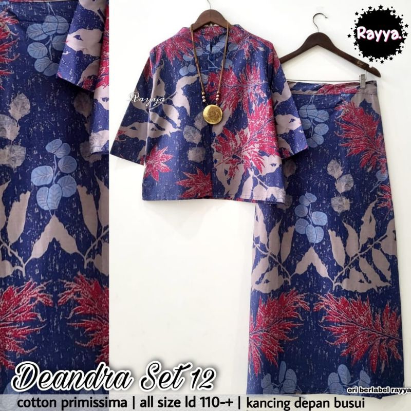 Jual SETELAN ROK BLUS BATIK FLOWER DEANDRA SET Shopee Indonesia