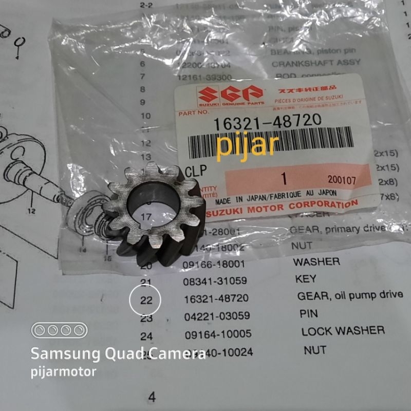 Jual Gear Oil Pump Drive Gigi Pompa Oli Besi Suzuki TS 125 Shopee