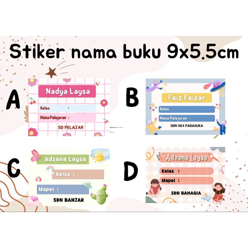 Jual 25PCS STIKER NAMA BUKU PELAJARAN STIKER NAMA BUKU SEKOLAH STIKER