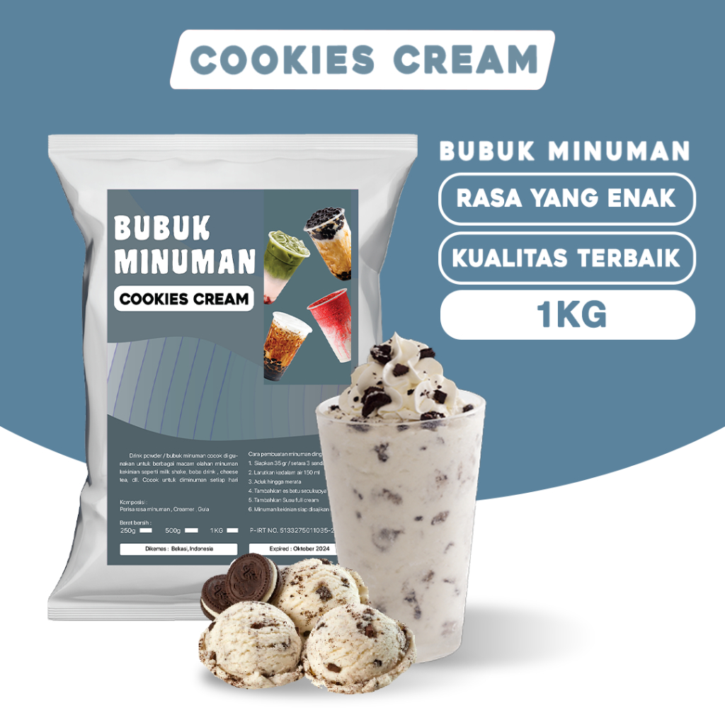 Jual Bubuk Minuman Rasa Cookies Cream Kg Serbuk Minuman Rasa Cookies