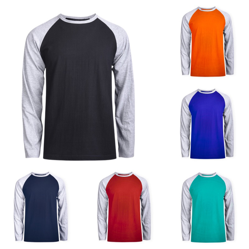 Jual E Kaos Raglan Polos Cotton S Lengan Panjang Kaos Kombinasi