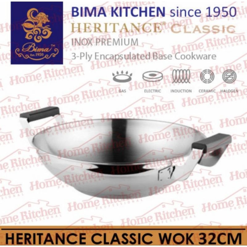 Jual BP120932b Bima Heritance Classic Wok 32cm Penggorengan Stainless