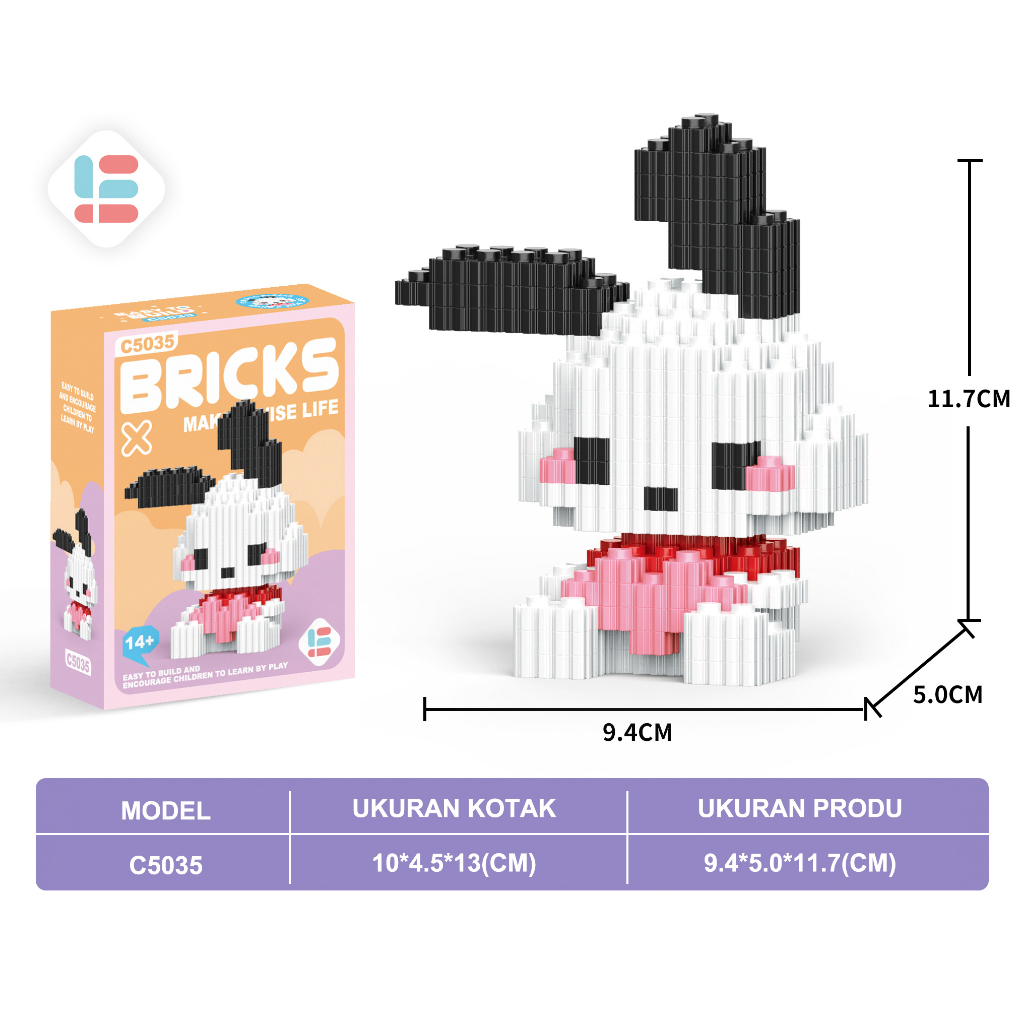 Jual COD Nano Block Mainan Balok Susun Kartun Sanrio Kuromi Melody