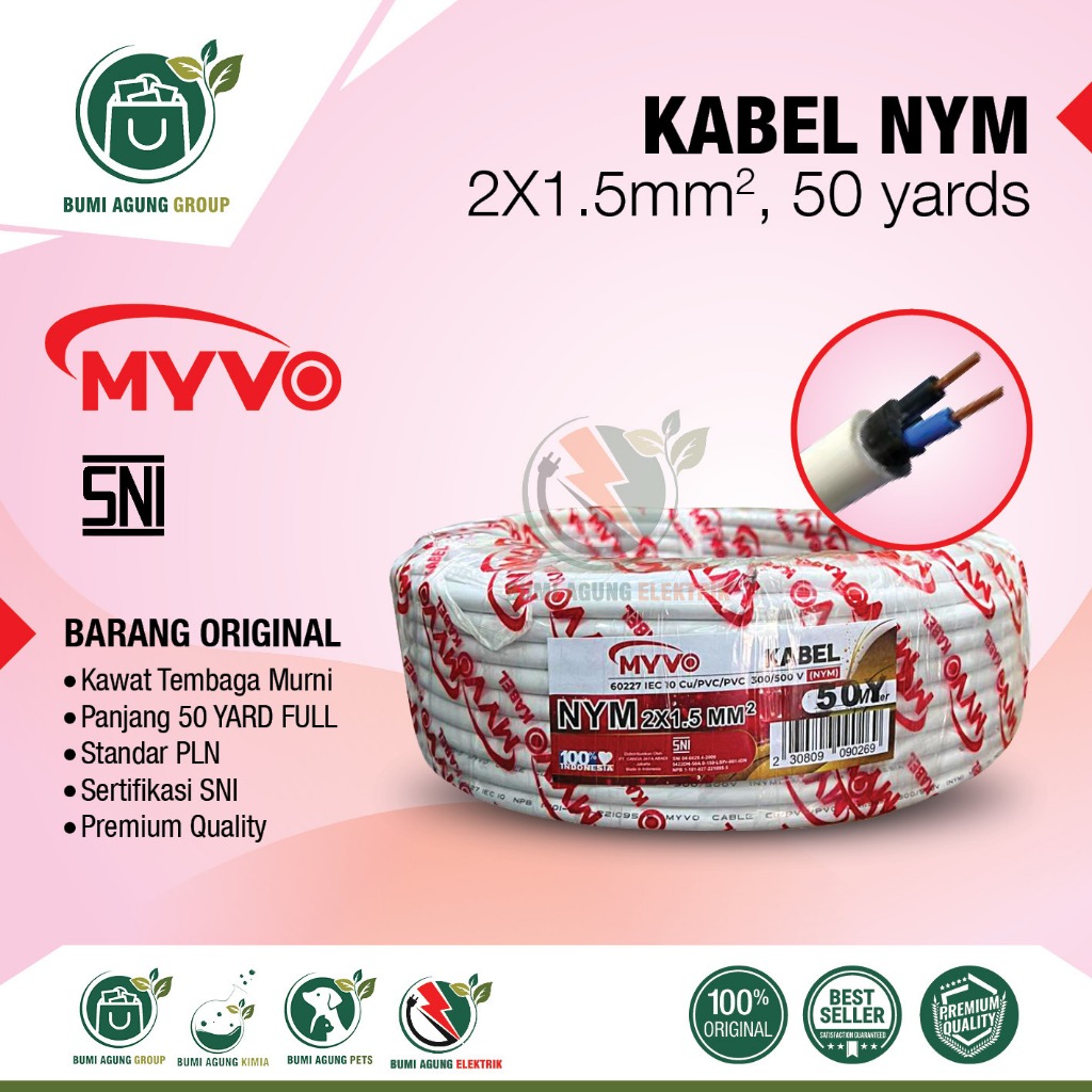 Jual Kabel Listrik LOTUSKU MYVO NYM 2x1 5 50 Y 50 Yard 50Y LOTUS 2x1 5