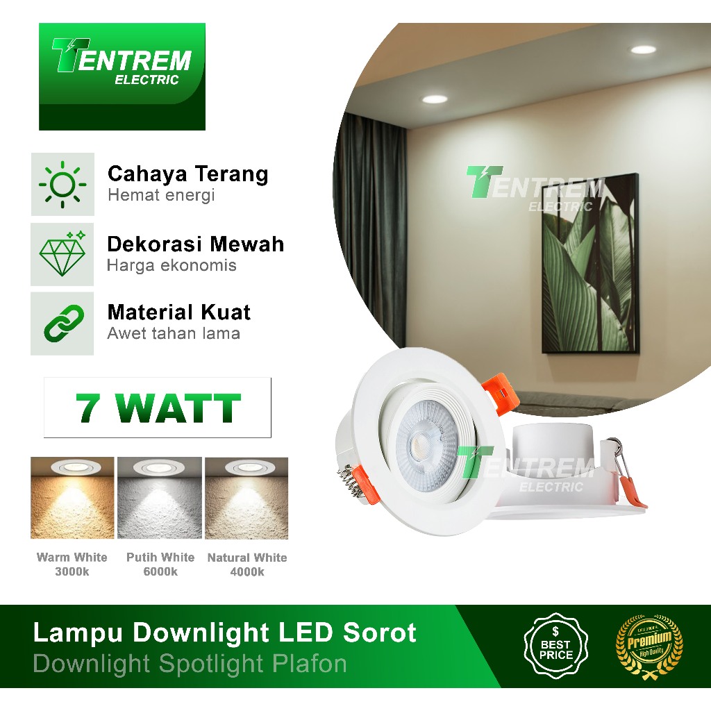 Jual Lampu Downlight LED Spotlight 7 Watt 7W Sorot Plafon 220V Shopee