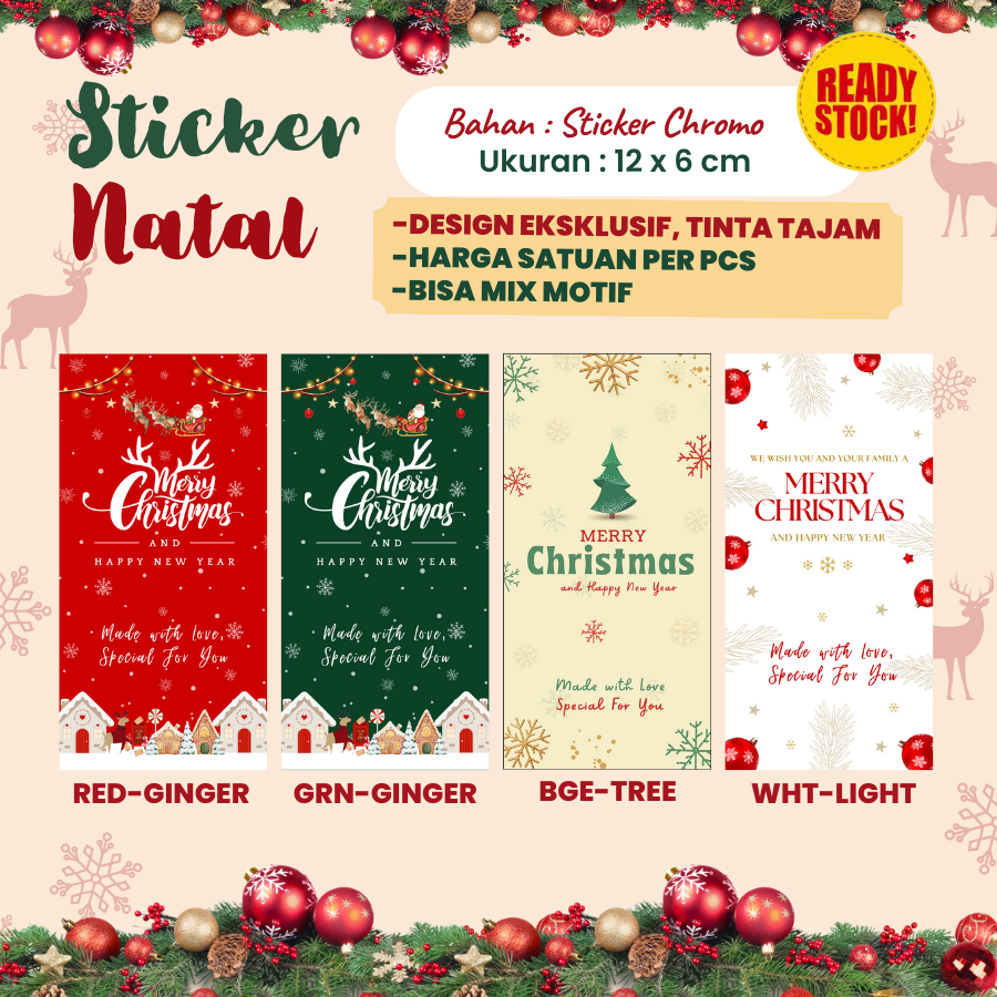 Jual Sticker Natal Label Stiker Segel Toples Box Hampers Merry