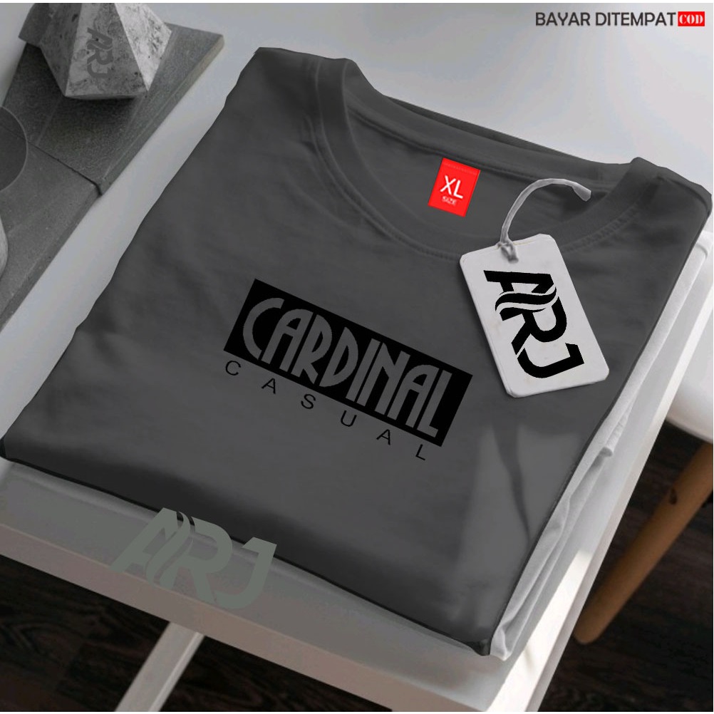 Jual Cod Baju Kaos Distro Cardinal Casual Text Hitam Premium