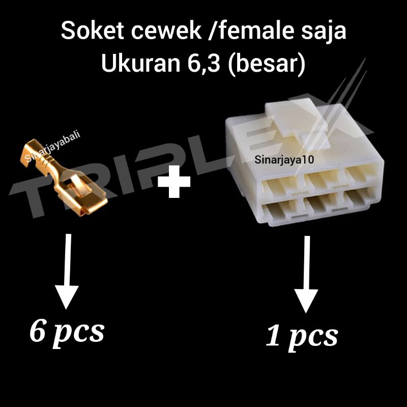 Jual Soket Female Pin Besar Socket Cewek Saja Konektor 6 3 6 3 Shopee