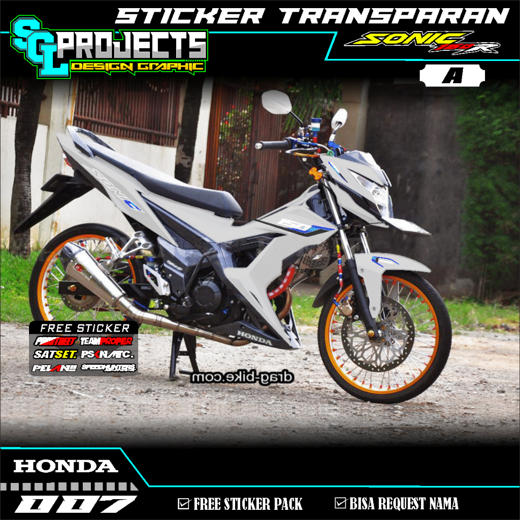 Jual STICKER STRIPING TRANSPARAN UV SONIC DESAIN GRAFIST MINIMALIS