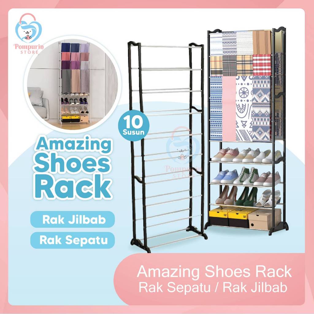 Jual Amazing Shoes Rack Rak Sepatu Rak Jilbab Rakit 10 Susun Non