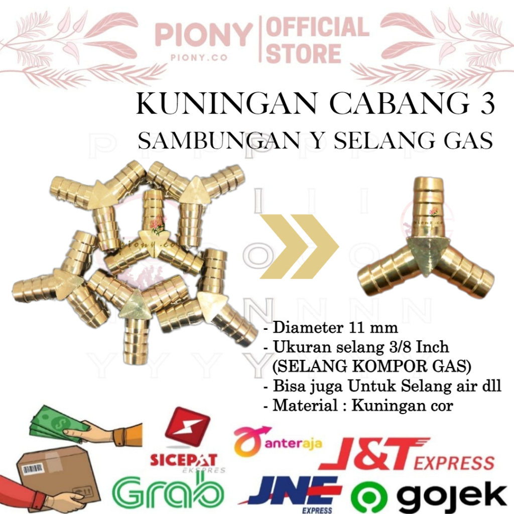 Jual KUNINGAN GAS CABANG 3 SAMBUNGAN SELANG TABUNG KOMPOR GAS NEPEL