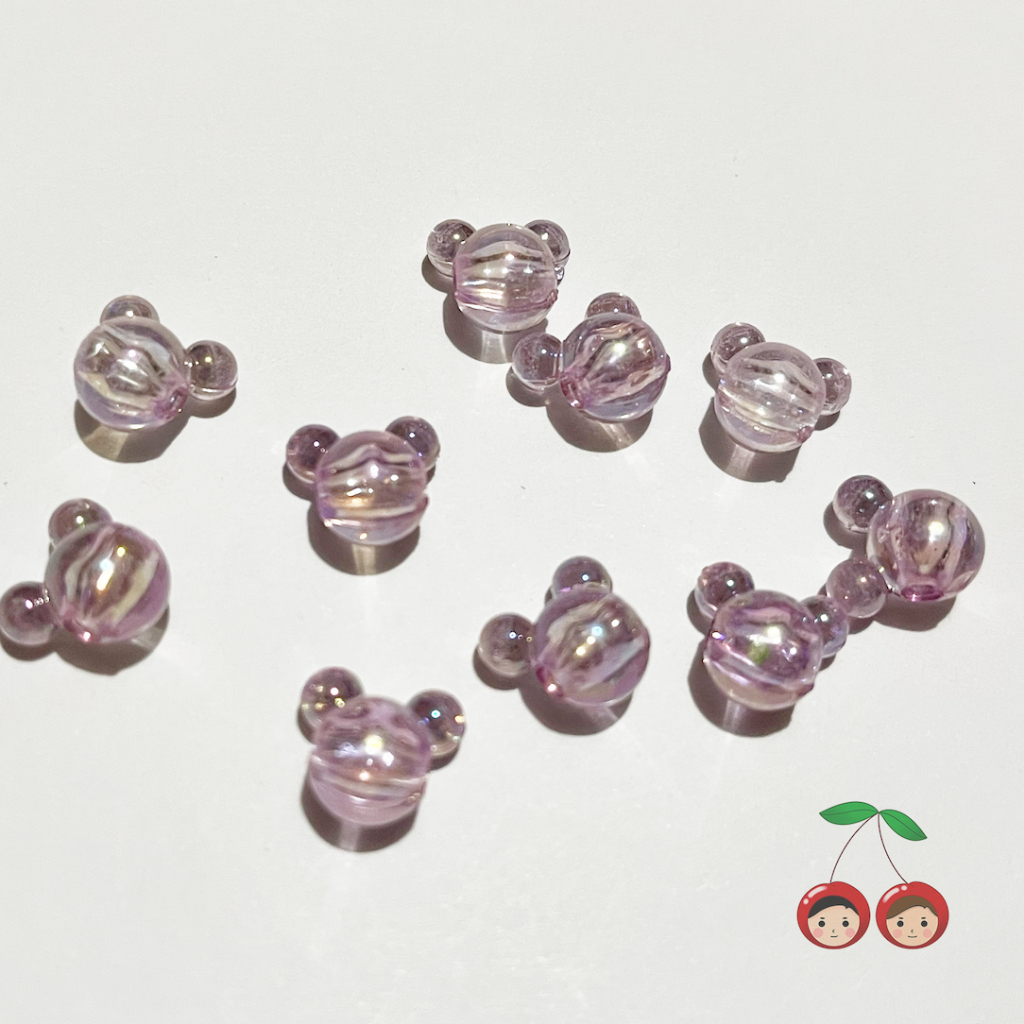 Jual Manik Kepala Mickey Mouse Head Akrilik Bening Kilap AB 10pcs