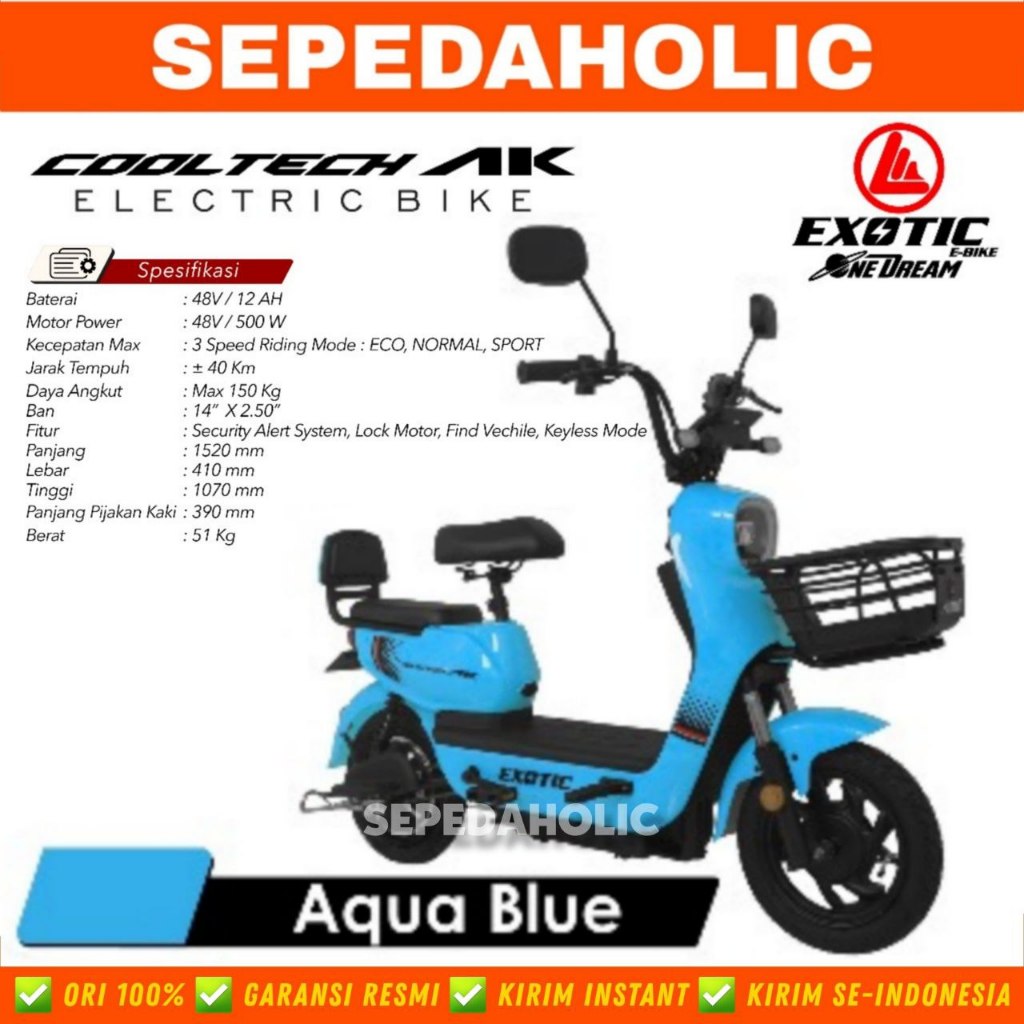 Jual Sepeda Listrik EXOTIC COOLTECH AK BY PACIFIC 500 Watt Electric E