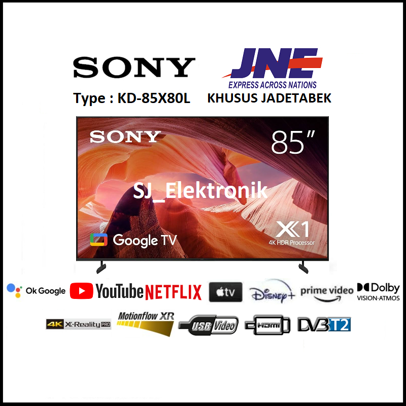 Jual Sony BRAVIA 85 Inch KD 85X80L Ultra HD 4K HDR LED Google TV Sony