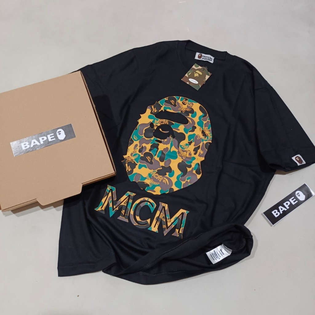 Jual Kaos Pria Bape Mcm Bathing Ape Black Camo S Shopee Indonesia