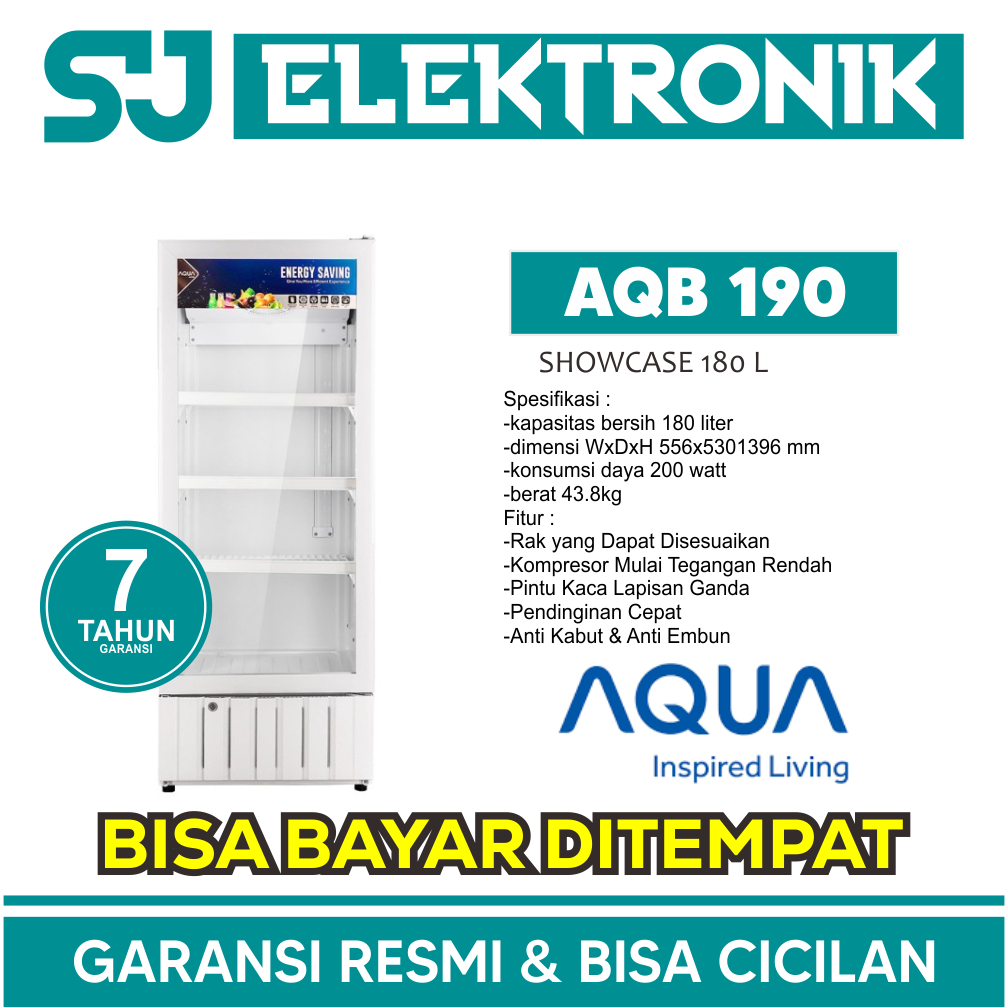 Jual SHOWCASE AQUA JAPAN AQB 190 180 L 3 RAK DISPLAY COOLER KULKAS LOW