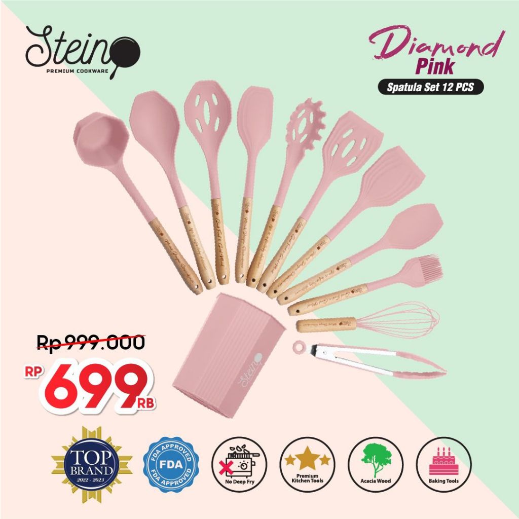 Jual Free Rak Sutil Steincookware Stein Diamond Spatula Set In