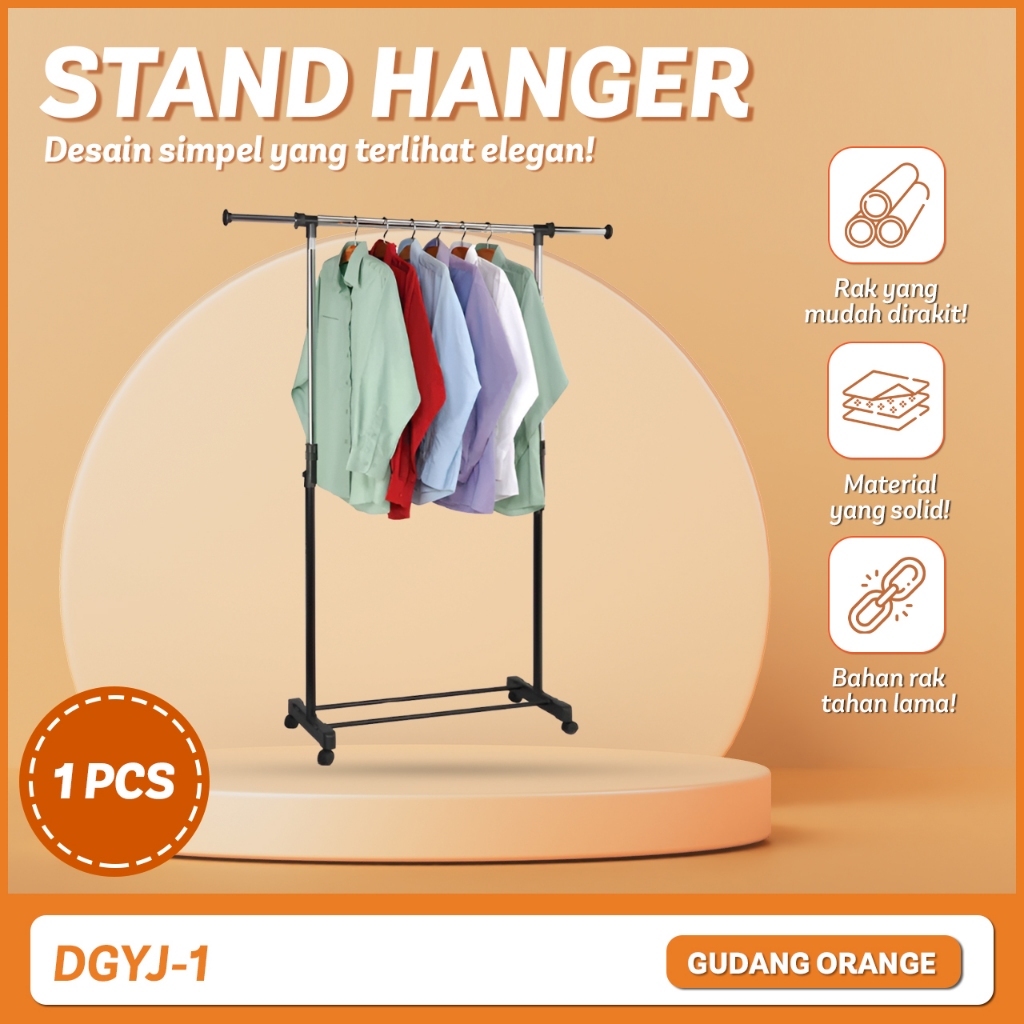 Jual Gudang Cod Stand Hanger Single Praktis Gantungan Baju Stainless