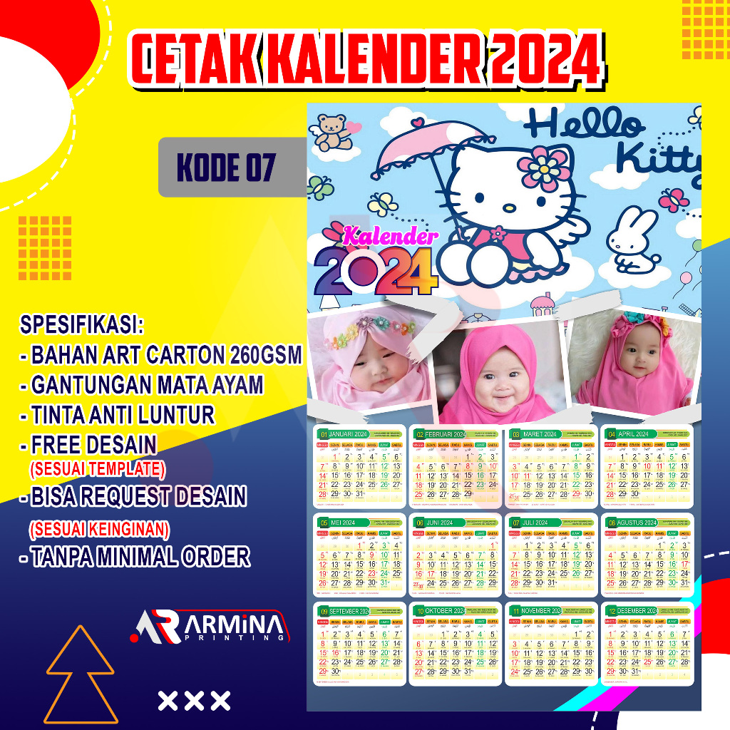 Jual CETAK KALENDER 2024 CUSTOM FOTO NAMA AESTHETIC MURAH Shopee