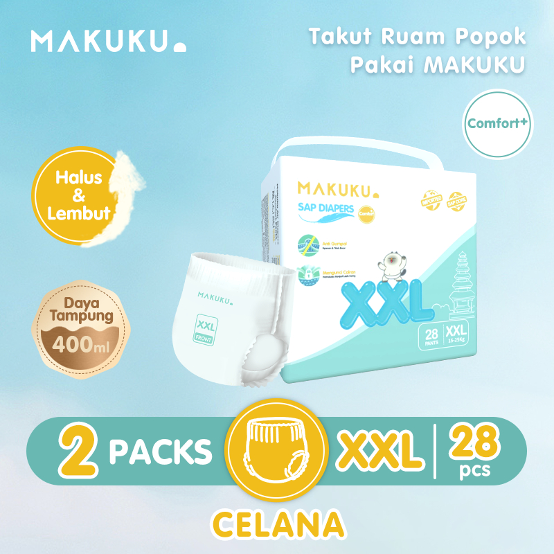 Jual 2 PACK MAKUKU SAP Diapers Comfort XXL28 X 2 Popok Bayi Tipis