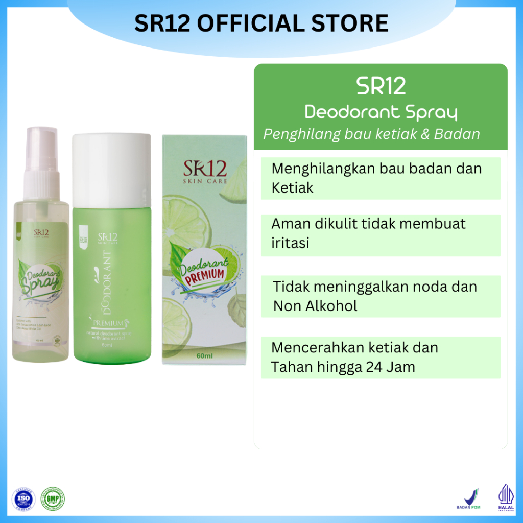 Jual SR12 Deodorant Spray Premium Perawatan Tubuh Penghilang Bau Badan