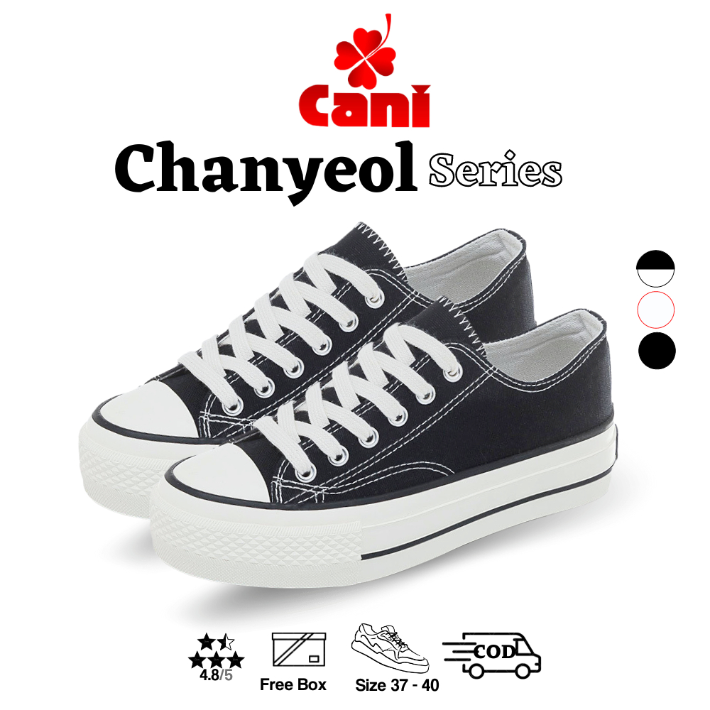 Jual Cani Free Box Chanyeol Sepatu Canvas Bertali Wanita Korea Sepatu