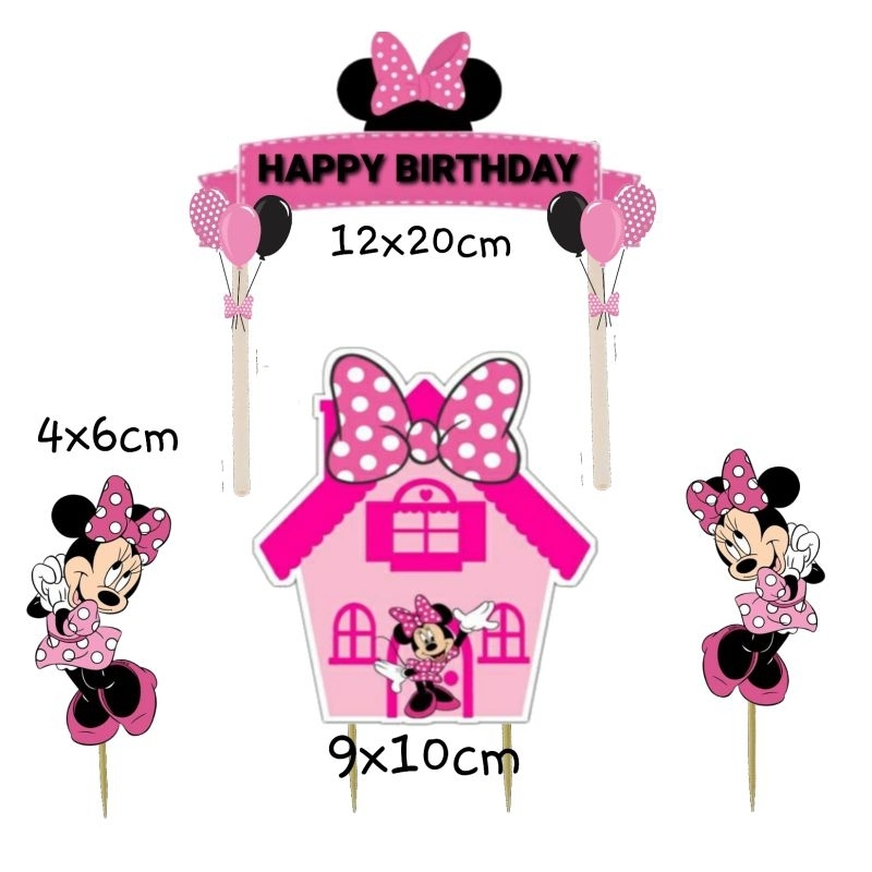 Jual Topper Cake Hiasan Kue Tambah Nama Motif Minnie Mouse Shopee