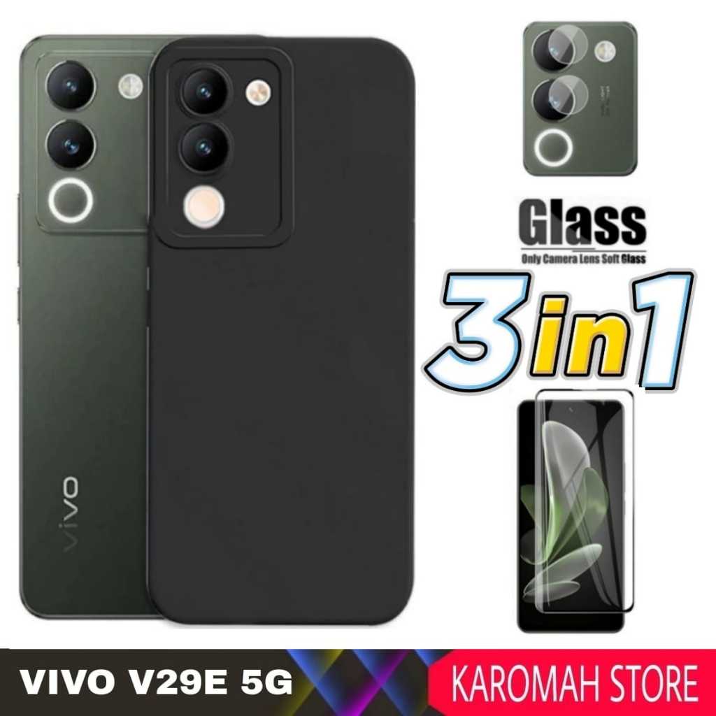 Jual Paket 3in1 Case Pro Camera Black Color Tipe Vivo V29e 5G 2023