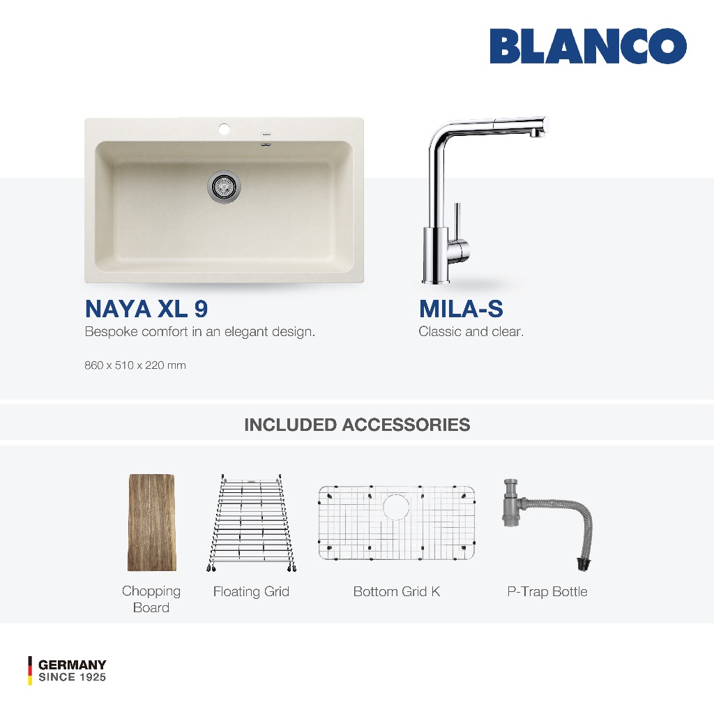 Jual BLANCO Naya XL 9 Silgranit Sink Kran Air BLANCO MILA S Chrome