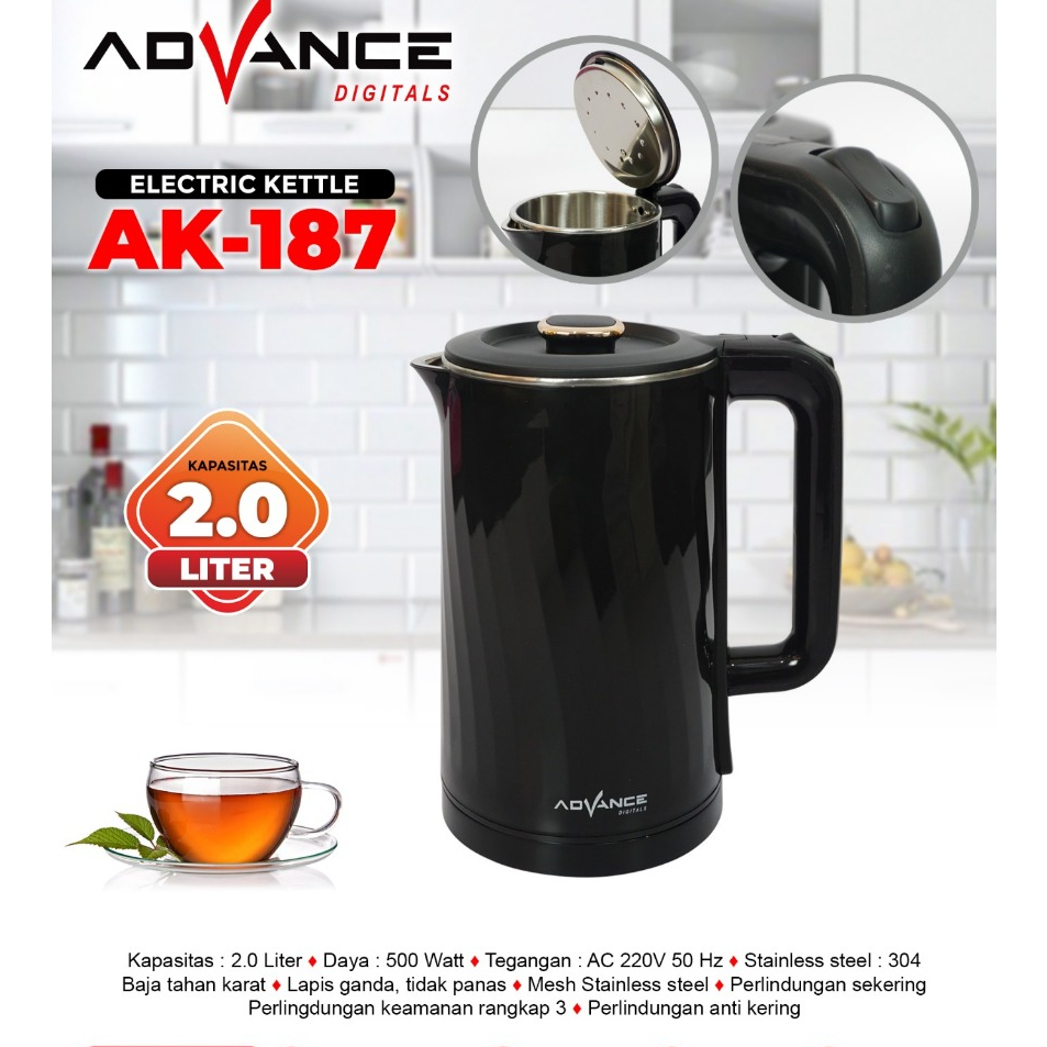 Jual Advance AK186 Electrik Kettle Teko Listrik Kapasitas 2L