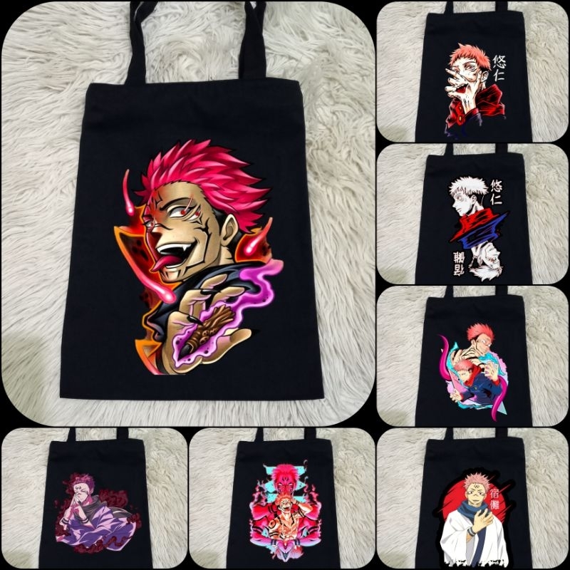 Jual Totebag Hitam Tebal Sukuna Itadori Yuji Anime Jujutsu Kaisen Keren