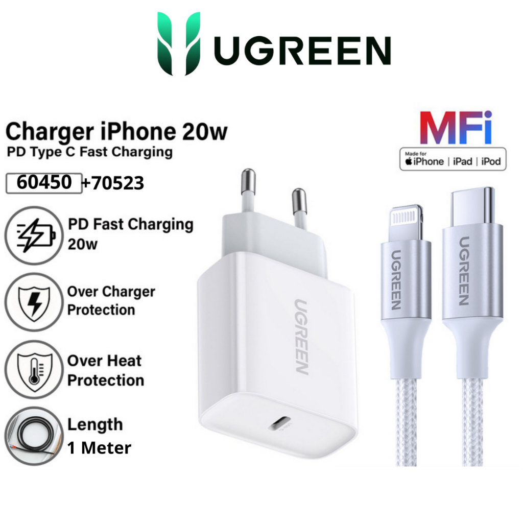 Jual UGREEN Charger IP Type C To Lightning Mfi Fast Charging 20w Kabel