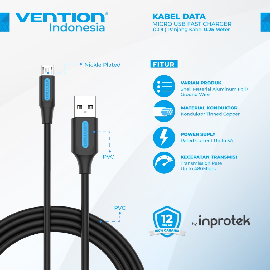 Jual Vention Kabel Data Micro Usb Fast Charge Android Samsung Huawei