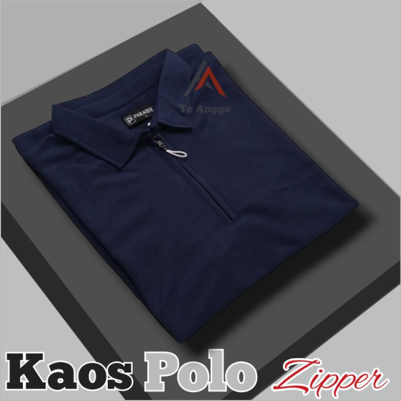 Jual Kaos Polo Zipper Pria Kerah Lengan Pendek Polo Shirt Zipper Polos