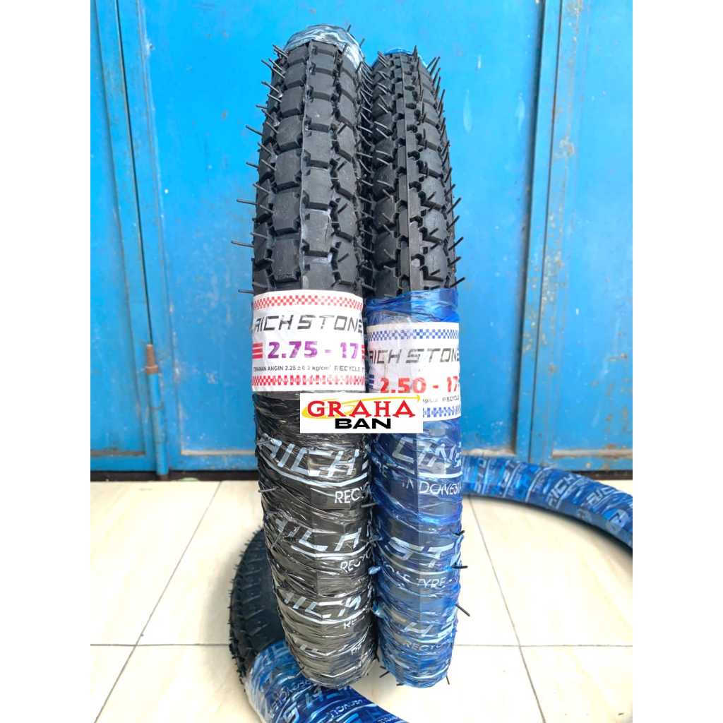 Jual SEPASANG BAN MOTOR 250 17 DAN 275 17 RICH STONE TUPE TYPE BUKAN