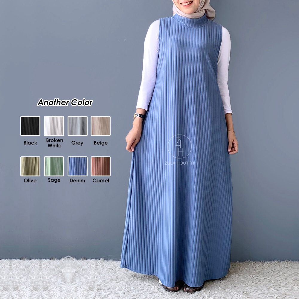 Jual ZLH Letta Inner Dress Jumbo Polos Long Wanita Tanpa Lengan Knit