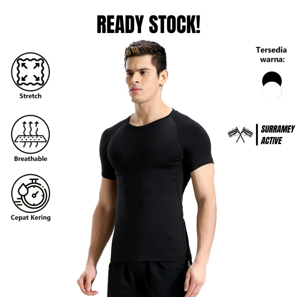 Jual Baju Manset Baselayer Lengan Pendek Sport Compression Shirt