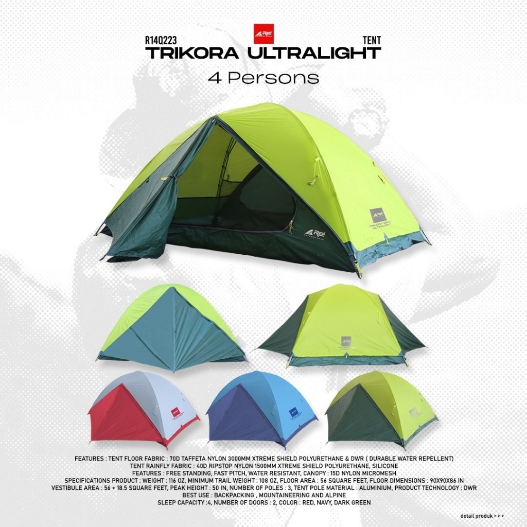 Jual Tenda Camping Ultralight Trikora Kapasitas Orang Arei