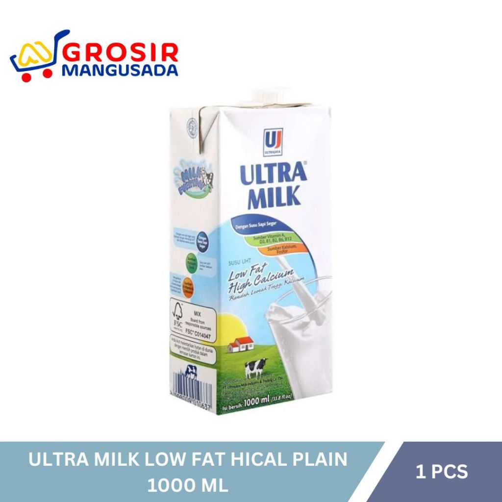 Jual Ultra Milk Low Fat High Calcium Plain 1000ml Shopee Indonesia