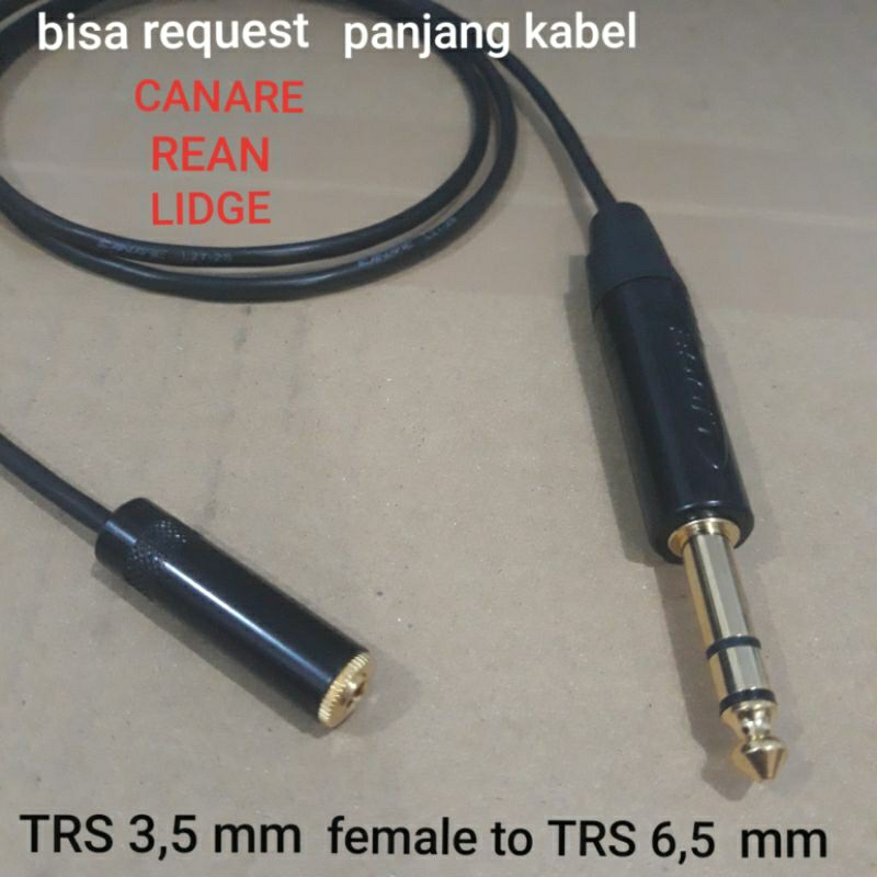 Jual Kabel Canare 1 Meter Jack Trs 3 5 Mm Female To Trs 6 5 Mm Shopee