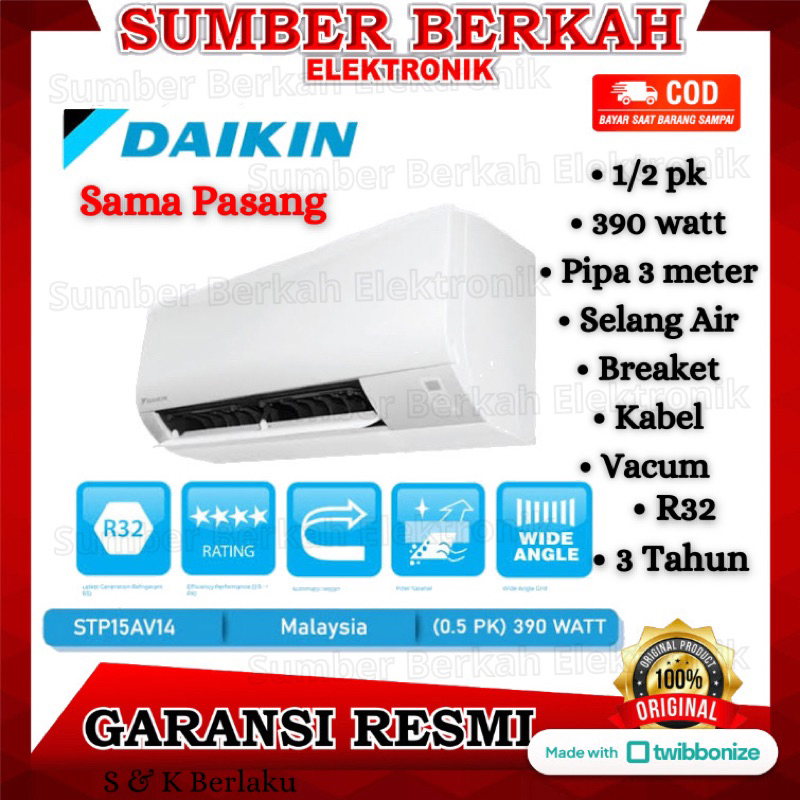 Jual AC DAIKIN FTP15AV14 Sama Pasang FTP 15 AC SPLIT 1 2 PK BREEZE