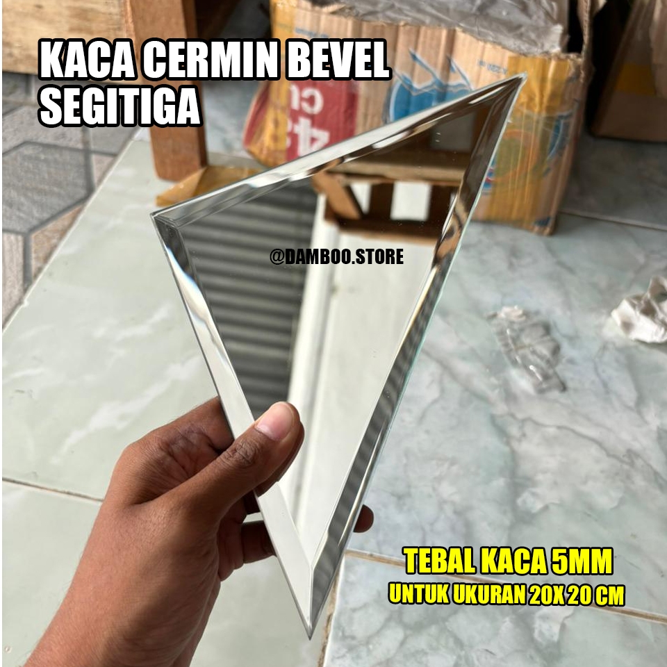 Jual Kaca Cermin Bevel 20 X 20 Cm Tebal 5mm Cermin Hiasan Dinding